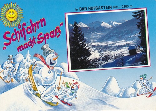 Alte schifahrn macht spaß - ak,