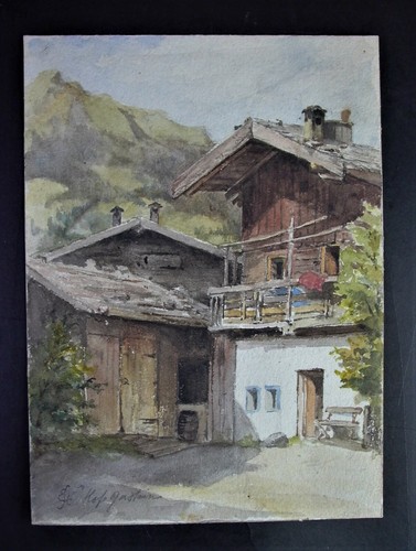Aquarell bergbauernhof bei - bergbauernhof,